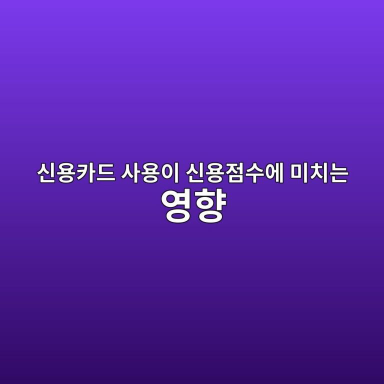 신용카드 사용이 신용점수에 미치는 영향