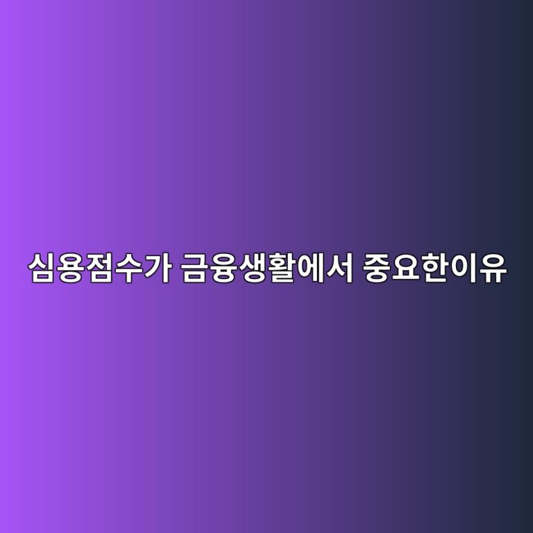 심용점수가 금융생활에서 중요한이유