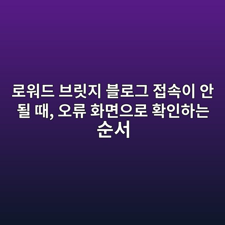 로워드 브릿지 블로그 접속이 안 될 때, 오류 화면으로 확인하는 순서