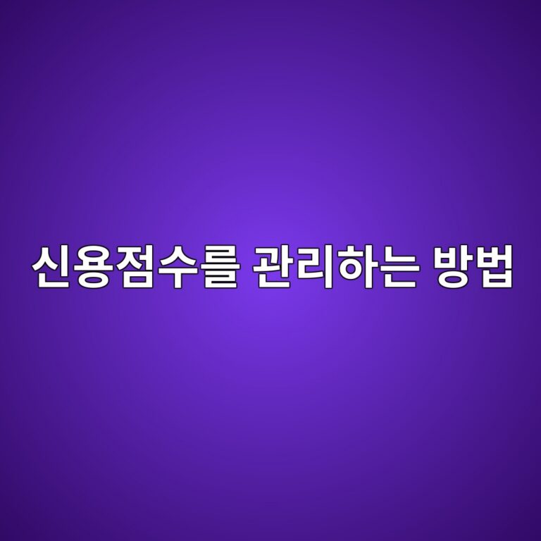 신용점수를 관리하는 방법
